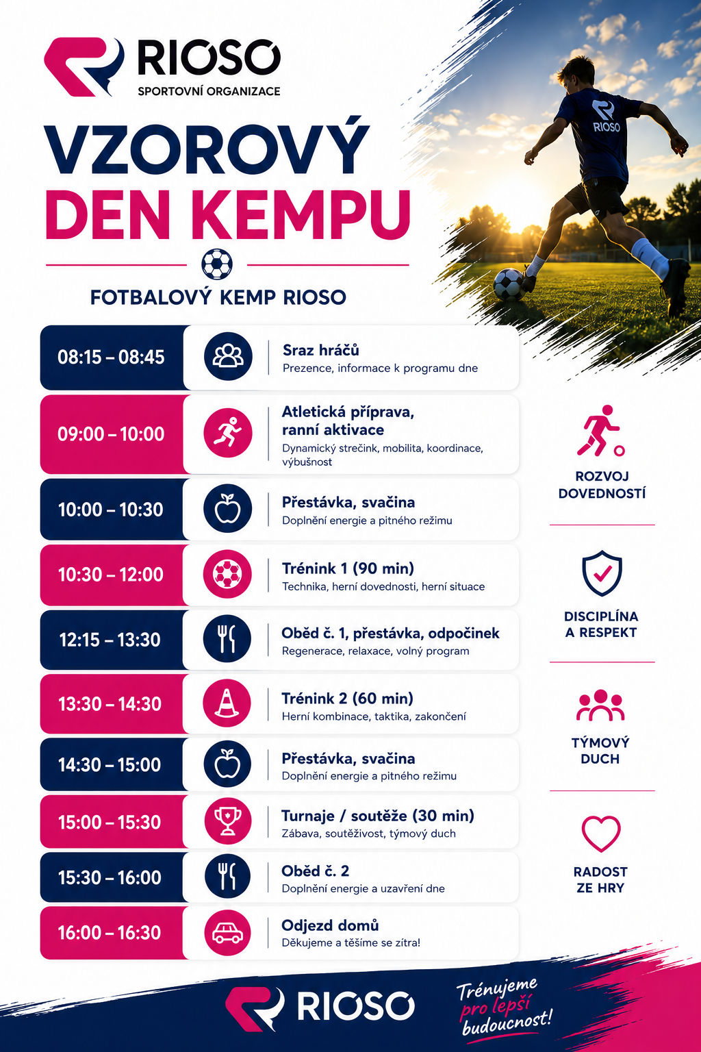 Harmonogram fotbalového kempu